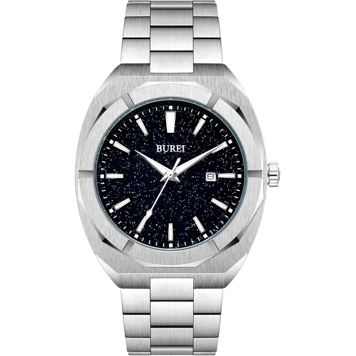 BUREI Fashion Quartz Watch for Men Watch Analog Date Watch with Stainless Steel Band Waterproof Classic Watches for Men
