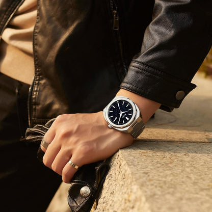 BUREI Fashion Quartz Watch for Men Watch Analog Date Watch with Stainless Steel Band Waterproof Classic Watches for Men
