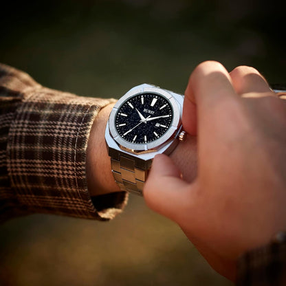 BUREI Fashion Quartz Watch for Men Watch Analog Date Watch with Stainless Steel Band Waterproof Classic Watches for Men