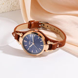 BUREI Women Watches Simple Leather Strap Watch Luxury Quartz Watches Small Thin Ladies Watch Bracelet Band Wristwatch Relogio Feminino (Brown and Black)