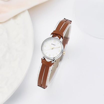 BUREI Women Watches Simple Leather Strap Watch Luxury Quartz Watches Small Thin Ladies Watch Bracelet Band Wristwatch Relogio Feminino (Brown and Black)