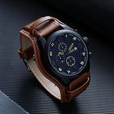 BUREI Men's Black Leather Multifunction Chronograph Fashion Waterproof Business Casual Analog Quartz Watch