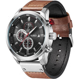 BUREI Men Watches,Waterproof Analog Dress Wrist Brown Leather Watches for Men with Black dial,Multifunction Watches for Men.