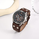 BUREI Men Watches,Waterproof Analog Dress Wrist Brown Leather Watches for Men with Black dial,Multifunction Watches for Men.