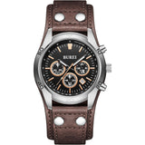 BUREI Men Watches,Waterproof Analog Dress Wrist Brown Leather Watches for Men with Black dial,Multifunction Watches for Men.