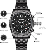 BUREI Men Fashion Dress Watches Analog Stainless Steel Waterproof Wrist Watches for Men