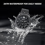 BUREI Men Fashion Dress Watches Analog Stainless Steel Waterproof Wrist Watches for Men