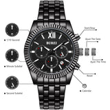 BUREI Men Fashion Dress Watches Analog Stainless Steel Waterproof Wrist Watches for Men