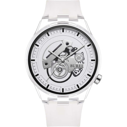 BUREI Men's Casual Silicone Watches - Unisex Waterproof Quartz Watches in Black and White