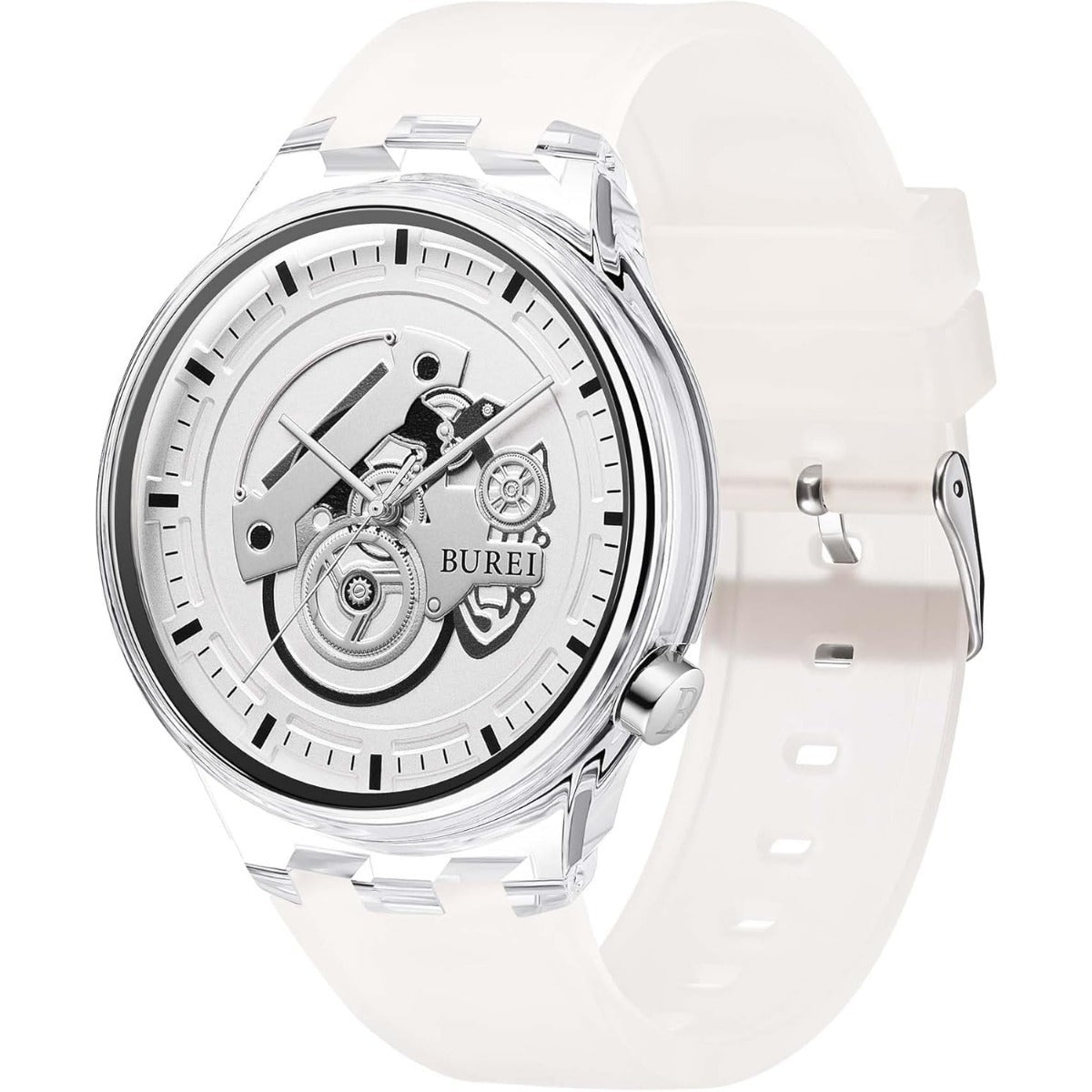 BUREI Men's Casual Silicone Watches - Unisex Waterproof Quartz Watches in Black and White