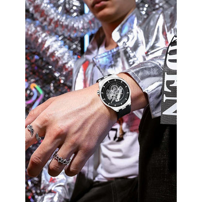 BUREI Men's Casual Silicone Watches - Unisex Waterproof Quartz Watches in Black and White