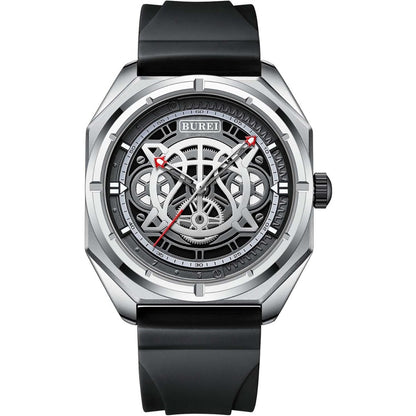 BUREI Men Wrist Watches Fashion Analog Waterproof Rubber Strap Watches for Men
