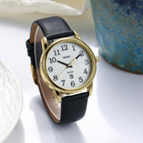 BUREI Women's Black Leather Watches with Luminous Easy to Read Minimalist Watch for Women and Nurses, Gift for Her