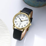 BUREI Women's Black Leather Watches with Luminous Easy to Read Minimalist Watch for Women and Nurses, Gift for Her