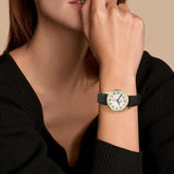 BUREI Women's Black Leather Watches with Luminous Easy to Read Minimalist Watch for Women and Nurses, Gift for Her