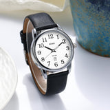 BUREI Women's Black Leather Watches with Luminous Easy to Read Minimalist Watch for Women and Nurses, Gift for Her