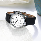 BUREI Women's Black Leather Watches with Luminous Easy to Read Minimalist Watch for Women and Nurses, Gift for Her