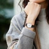 BUREI Women's Black Leather Watches with Luminous Easy to Read Minimalist Watch for Women and Nurses, Gift for Her