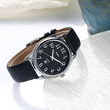 BUREI Women's Black Leather Watches with Luminous Easy to Read Minimalist Watch for Women and Nurses, Gift for Her