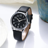 BUREI Women's Black Leather Watches with Luminous Easy to Read Minimalist Watch for Women and Nurses, Gift for Her