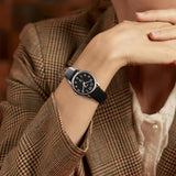 BUREI Women's Black Leather Watches with Luminous Easy to Read Minimalist Watch for Women and Nurses, Gift for Her