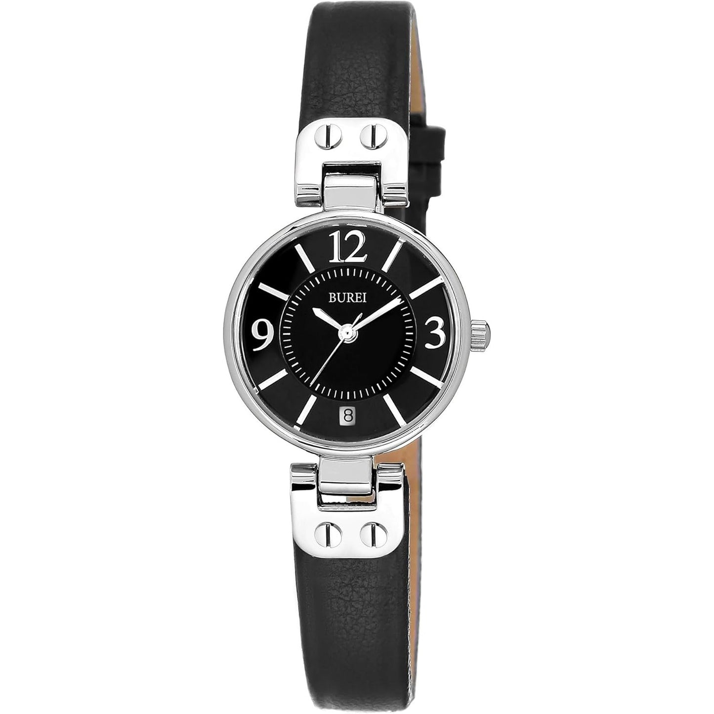 BUREI Women's Luxury Quartz Waterproof Pointer Watch with Simple Leather Strap - Exquisite Small Women's Watch
