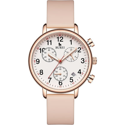 BUREI Womens Nurse Watches, Easy to Read Precision Watches for Medical Professionals, Silicone Comfort,Waterproof, Night Light, Stopwatch Multifunctional Time Clocks