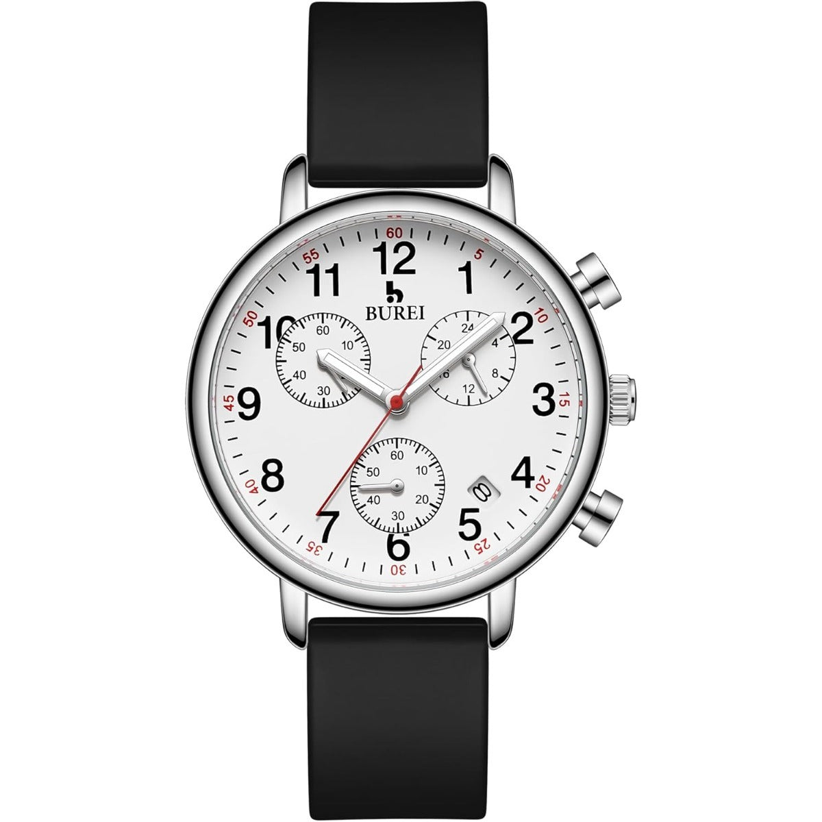 BUREI Womens Nurse Watches, Easy to Read Precision Watches for Medical Professionals, Silicone Comfort,Waterproof, Night Light, Stopwatch Multifunctional Time Clocks