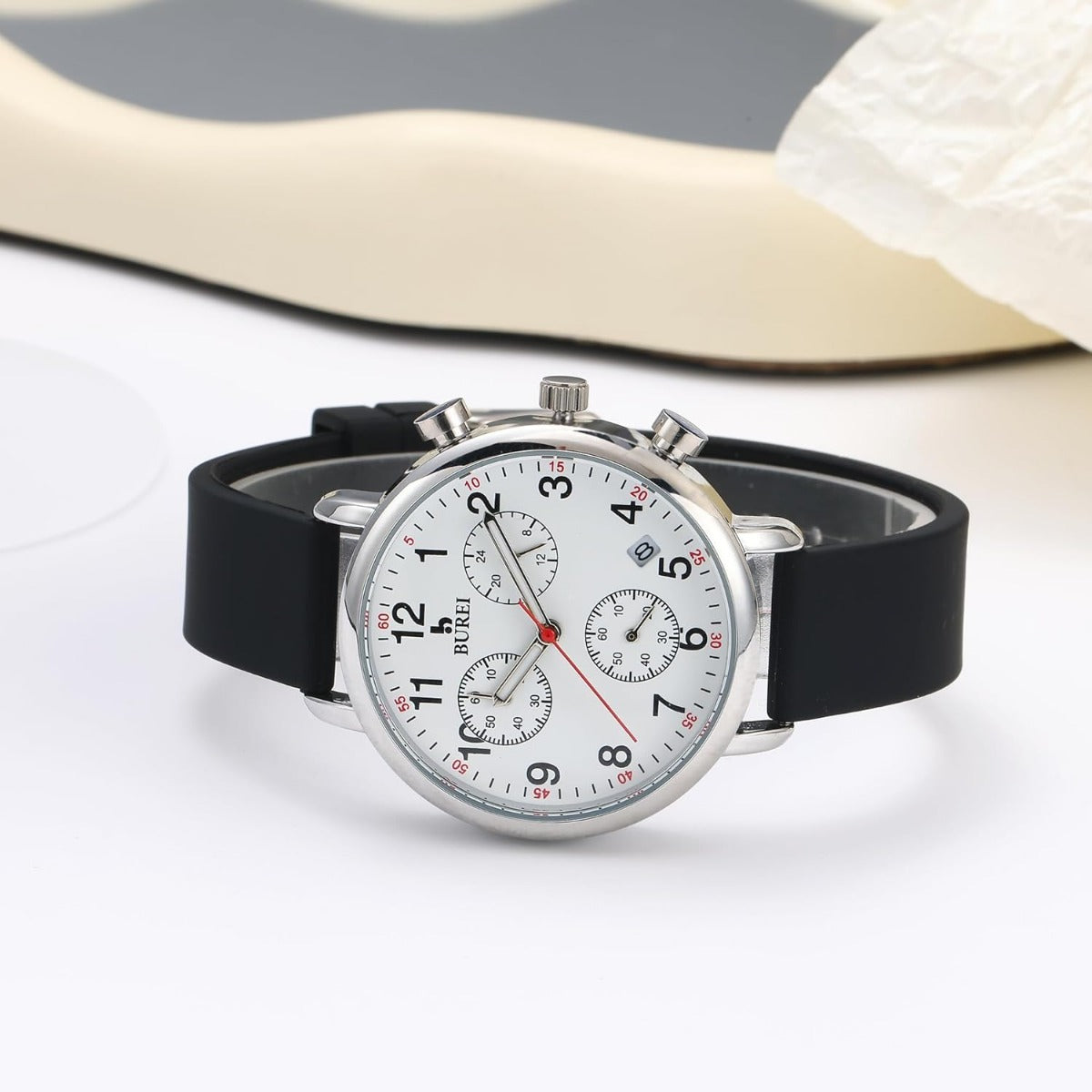BUREI Womens Nurse Watches, Easy to Read Precision Watches for Medical Professionals, Silicone Comfort,Waterproof, Night Light, Stopwatch Multifunctional Time Clocks