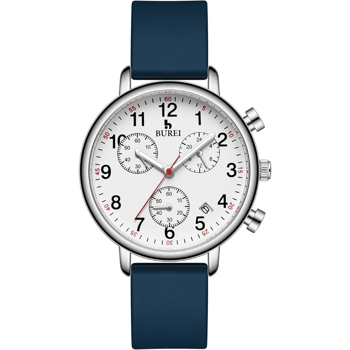 BUREI Womens Nurse Watches, Easy to Read Precision Watches for Medical Professionals, Silicone Comfort,Waterproof, Night Light, Stopwatch Multifunctional Time Clocks