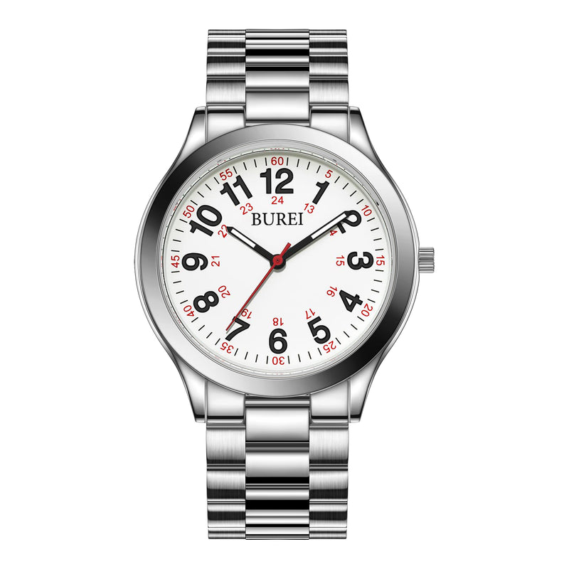 BUREI Men Watches Fashion Analog Stainless Steel Quartz Waterproof Watches for Men