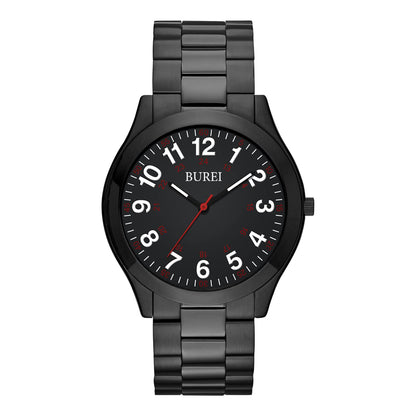 BUREI Men Watches Fashion Analog Stainless Steel Quartz Waterproof Watches for Men
