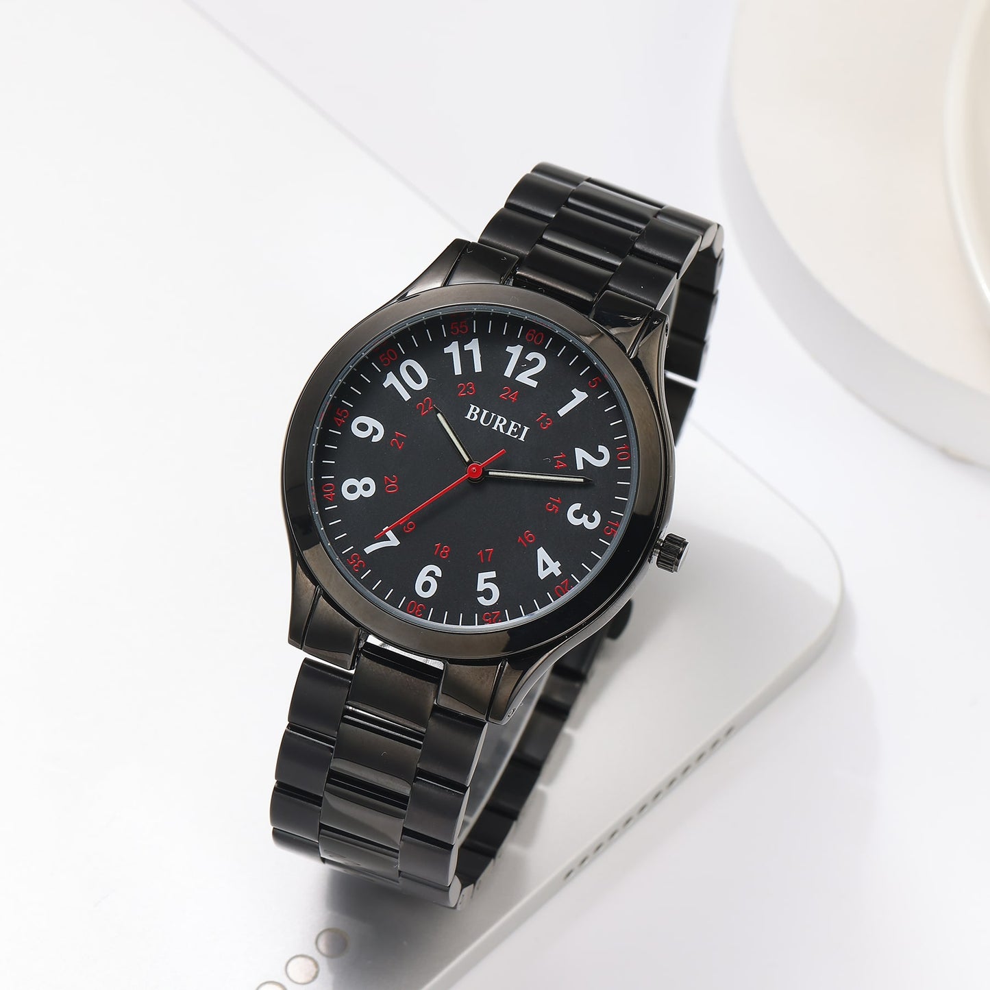 BUREI Men Watches Fashion Analog Stainless Steel Quartz Waterproof Watches for Men
