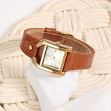 BUREI Women's Watch Classic Leather Strap Square Quartz Ladies Watch,Simple Waterproof with Calendar Design, Gift for Women