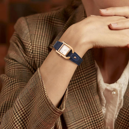 BUREI Women's Watch Classic Leather Strap Square Quartz Ladies Watch,Simple Waterproof with Calendar Design, Gift for Women