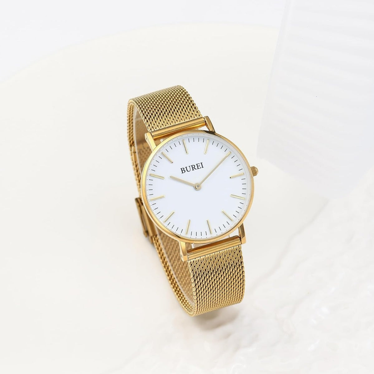 BUREI Womens Watch Fashion Gold Small Ladies Watch Stainless Steel Mesh Bracelet Watch Analog Quartz Waterproof Watches Dainty Silver Wrist Watches for Women