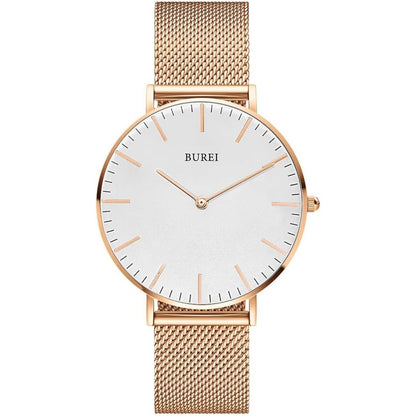 BUREI Womens Watch Fashion Gold Small Ladies Watch Stainless Steel Mesh Bracelet Watch Analog Quartz Waterproof Watches Dainty Silver Wrist Watches for Women