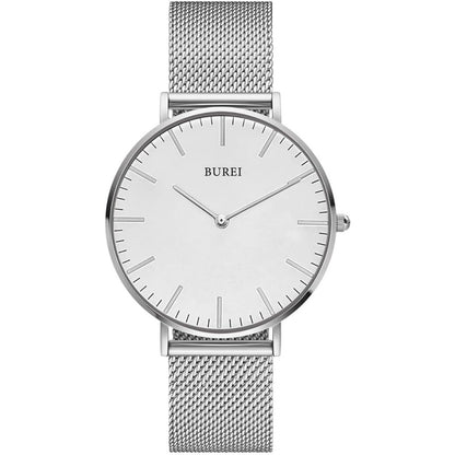 BUREI Womens Watch Fashion Gold Small Ladies Watch Stainless Steel Mesh Bracelet Watch Analog Quartz Waterproof Watches Dainty Silver Wrist Watches for Women