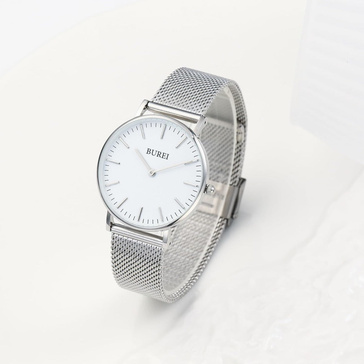 BUREI Womens Watch Fashion Gold Small Ladies Watch Stainless Steel Mesh Bracelet Watch Analog Quartz Waterproof Watches Dainty Silver Wrist Watches for Women