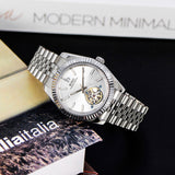 BUREI Men's Classic Luxury Watch Stainless Steel Waterproof Machine Watch Fashion Double Watches Date Sapphire Crystal