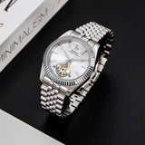 BUREI Men's Classic Luxury Watch Stainless Steel Waterproof Machine Watch Fashion Double Watches Date Sapphire Crystal