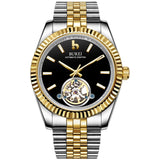 BUREI Men's Classic Luxury Watch Stainless Steel Waterproof Machine Watch Fashion Double Watches Date Sapphire Crystal