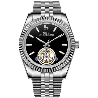BUREI Men's Classic Luxury Watch Stainless Steel Waterproof Machine Watch Fashion Double Watches Date Sapphire Crystal