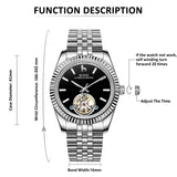 BUREI Men's Classic Luxury Watch Stainless Steel Waterproof Machine Watch Fashion Double Watches Date Sapphire Crystal