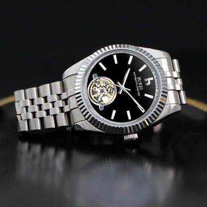 BUREI Men's Classic Luxury Watch Stainless Steel Waterproof Machine Watch Fashion Double Watches Date Sapphire Crystal