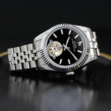 BUREI Men's Classic Luxury Watch Stainless Steel Waterproof Machine Watch Fashion Double Watches Date Sapphire Crystal