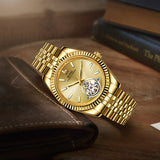 BUREI Men's Classic Luxury Watch Stainless Steel Waterproof Machine Watch Fashion Double Watches Date Sapphire Crystal