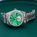 BUREI Men's Classic Luxury Watch Stainless Steel Waterproof Machine Watch Fashion Double Watches Date Sapphire Crystal