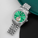 BUREI Men's Classic Luxury Watch Stainless Steel Waterproof Machine Watch Fashion Double Watches Date Sapphire Crystal