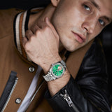 BUREI Men's Classic Luxury Watch Stainless Steel Waterproof Machine Watch Fashion Double Watches Date Sapphire Crystal